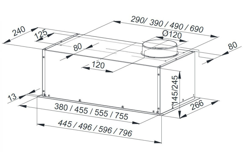 Встраиваемая вытяжка Weissgauff Alpha 80 PB BL