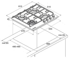 Газовая варочная панель Kuppersberg FG 65 B