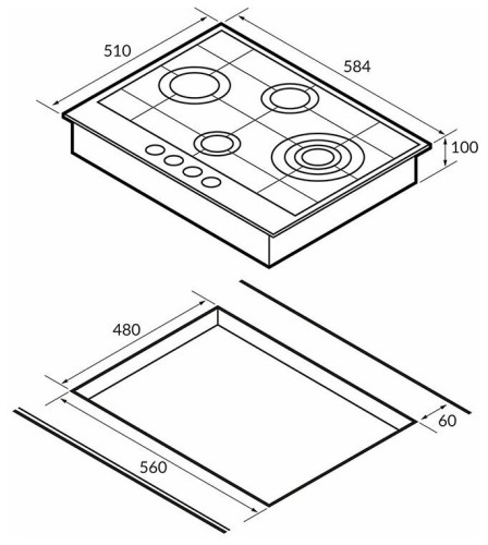 Газовая варочная панель Hiberg VM 6145 W