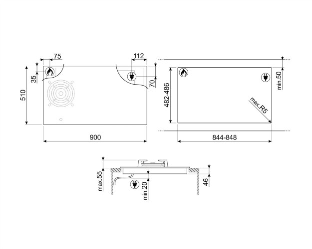 Комбинированная варочная панель Smeg PM6912WLDR