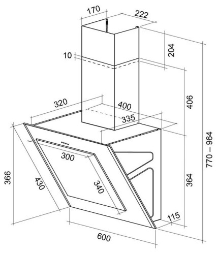 Кухонная вытяжка Shindo Ostaria 60 SS/BG