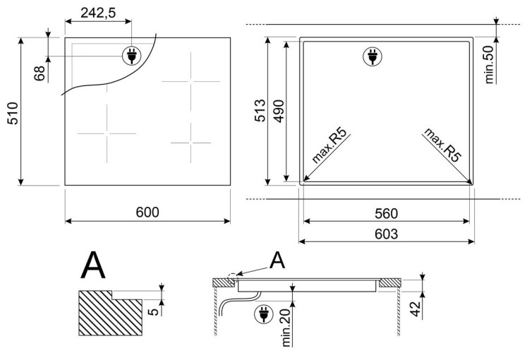 Электрическая варочная панель Smeg SE264TD1