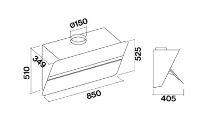 Кухонная вытяжка Falmec Flipper 85 P.E. Cono Vetro Bianco CFPN85.E0P2 ZZZF491F