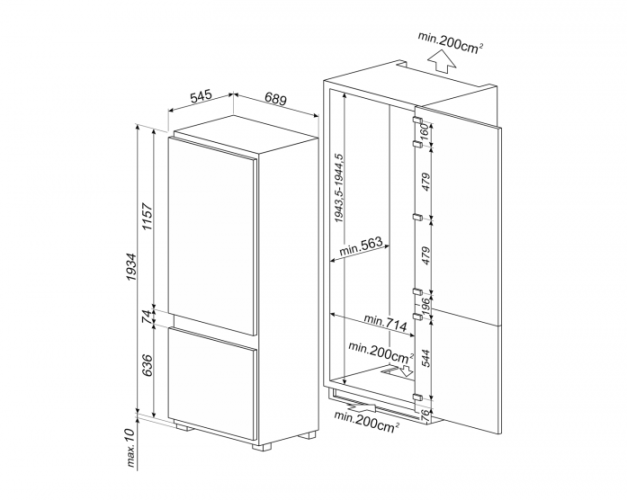 Встраиваемый холодильник Smeg C475VE