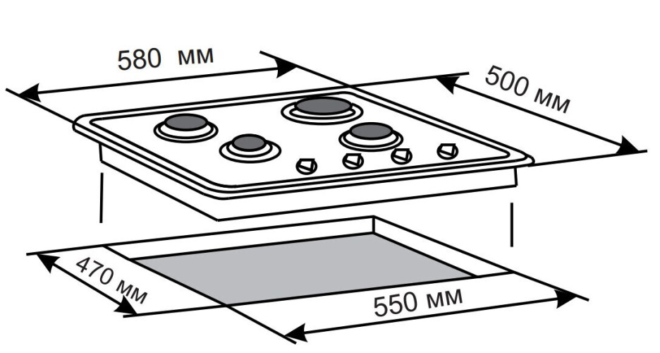 Газовая варочная панель Electronicsdeluxe 5840.00 гмв-000 ЧР