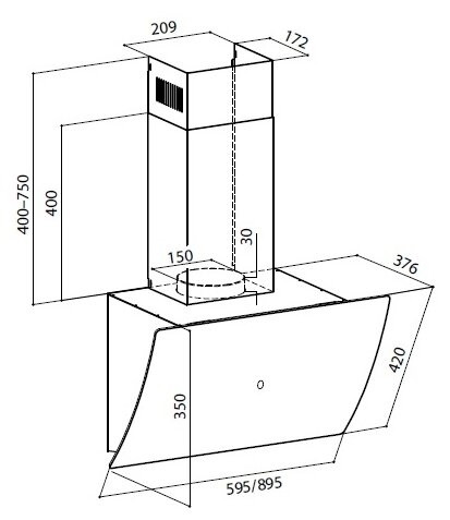 Кухонная вытяжка Lex Plaza GS 900 White