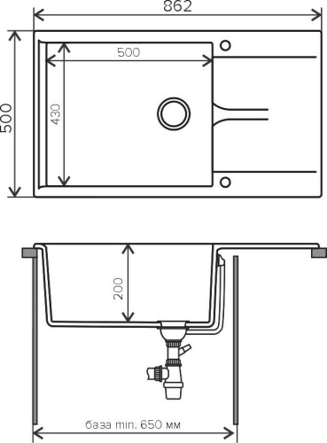 Кухонная мойка Polygran GALS-862 Черная
