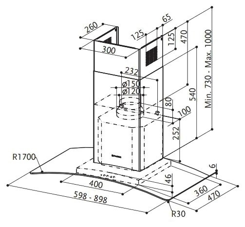 Кухонная вытяжка Faber Ray X/V A90