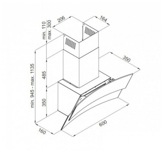 Кухонная вытяжка Ciarko Vasabi 60 WH