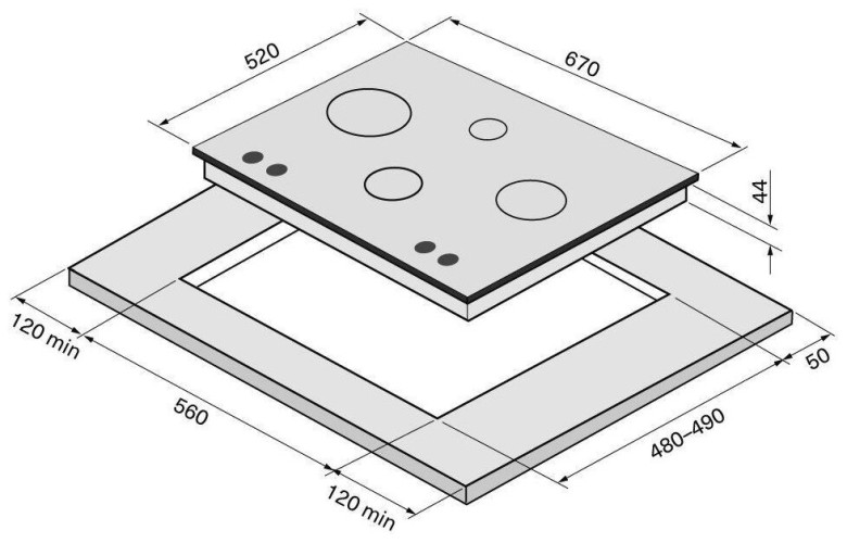 Газовая варочная панель KRONA RITTER 67 60 WH