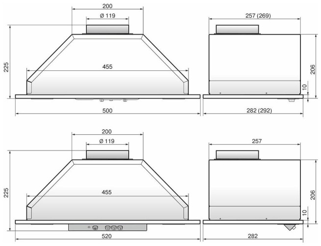 Встраиваемая вытяжка ELIKOR 52Н 1000 Э4Д кнопочное управление нержавеющая сталь