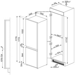 Встраиваемый холодильник Smeg C8173N1F