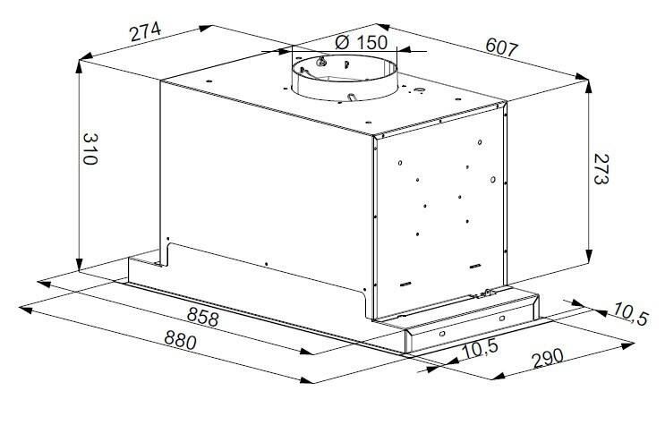 Встраиваемая вытяжка Weissgauff Betta 90 PB WH