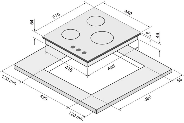 Газовая варочная панель KRONA VOLLE 45 IX K