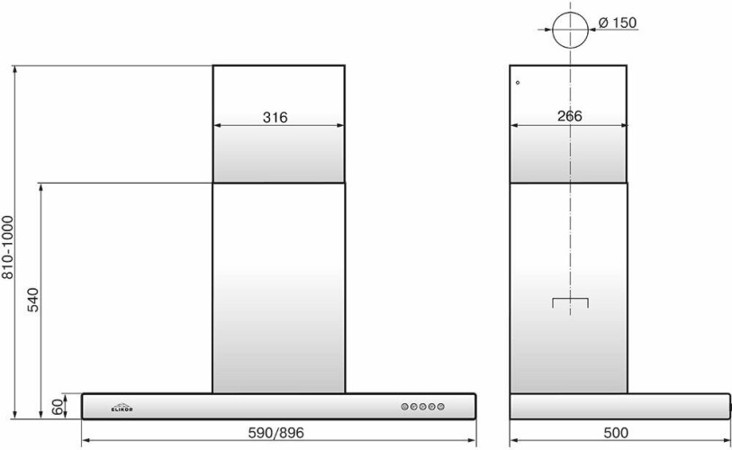 Кухонная вытяжка Elikor Опал 90 нержавеющая сталь