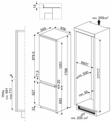 Встраиваемый холодильник Smeg C8174DN2E