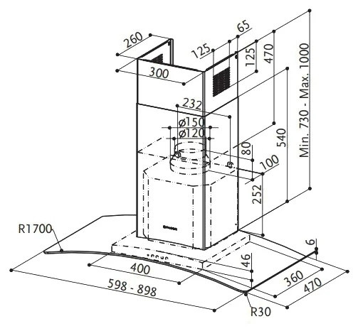 Кухонная вытяжка Faber Ray LED X/V A90