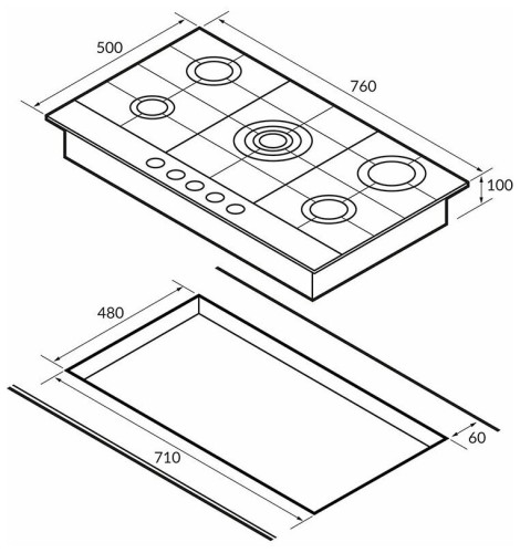 Газовая варочная панель HIBERG VS 8154 YR