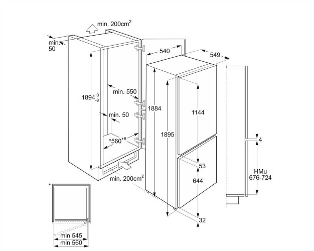 Встраиваемый холодильник Smeg C41941F1