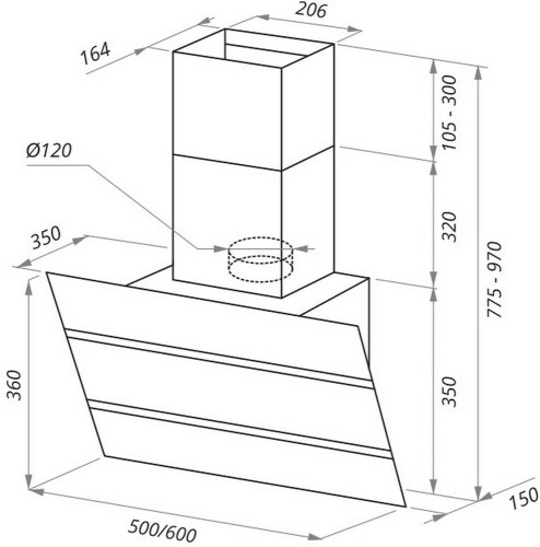Кухонная вытяжка MAUNFELD Bridge 60 нержавеющая сталь\черное стекло