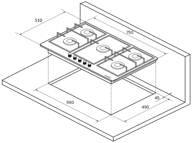 Газовая варочная панель Kuppersberg TS 79 X