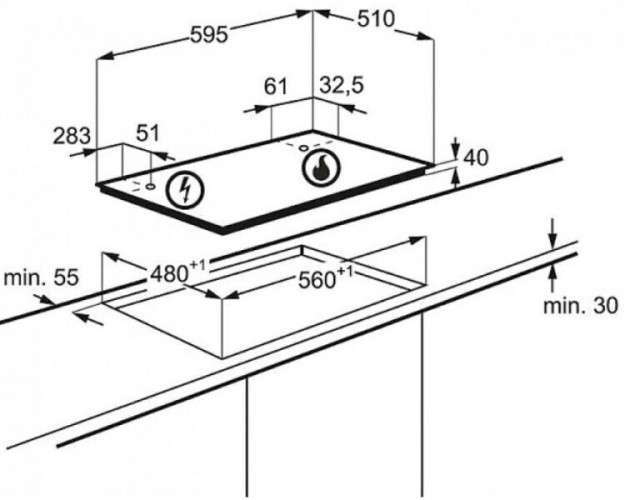 Газовая варочная панель Electrolux GPE 363 FB