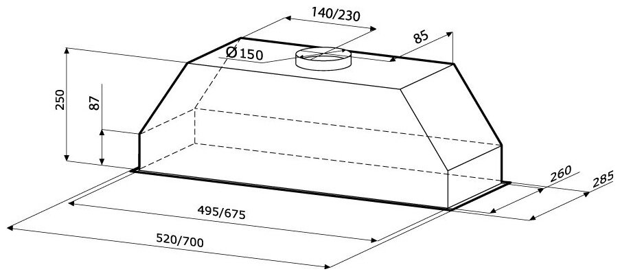 Встраиваемая вытяжка Kronasteel Mini 600 Slider