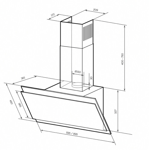Кухонная вытяжка Lex Furia 600 Ivory