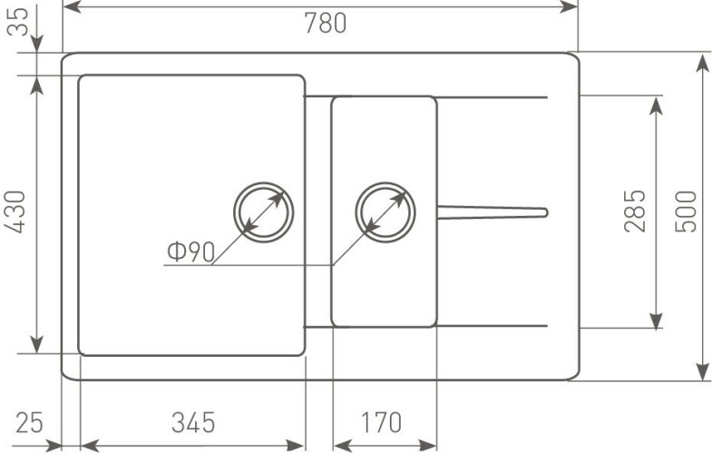 Кухонная мойка Zigmund & Shtain Rechteck 780.2 черный базальт