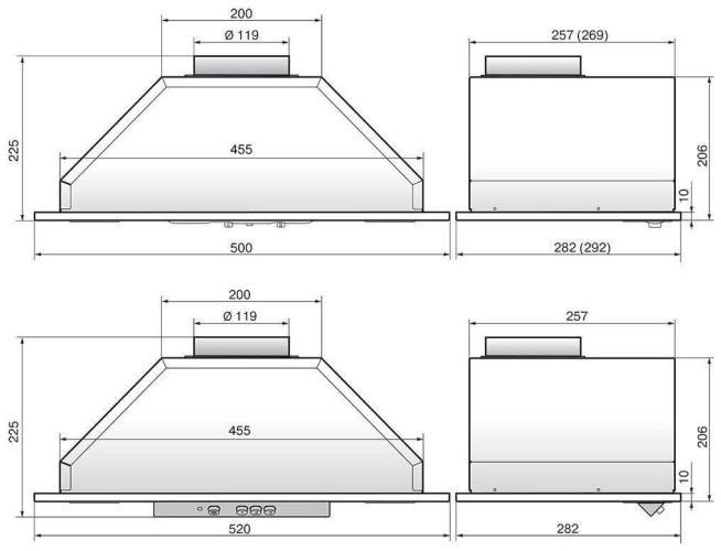 Встраиваемая вытяжка Elikor 52Н 400 П3Д Нержавеющая сталь