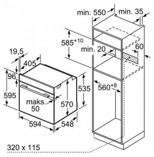 Электрический духовой шкаф Bosch HBA530BB0S