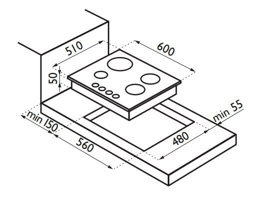 Газовая варочная панель Ardesia L 60 B