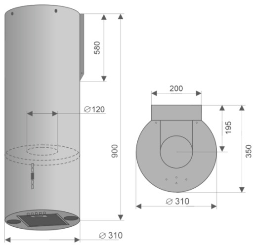 Кухонная вытяжка Konigin Ester Black Black Glass 31