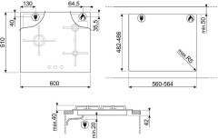 Газовая варочная панель Smeg PV164B3