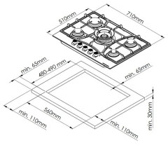 Газовая варочная панель Kuppersberg FG 73 W