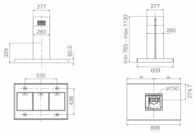 Кухонная вытяжка Elica Joy Island BLIX/A/90