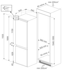 Встраиваемый холодильник Smeg C 8194TNE