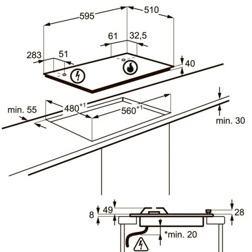 Газовая варочная панель Electrolux GPE 263 FB