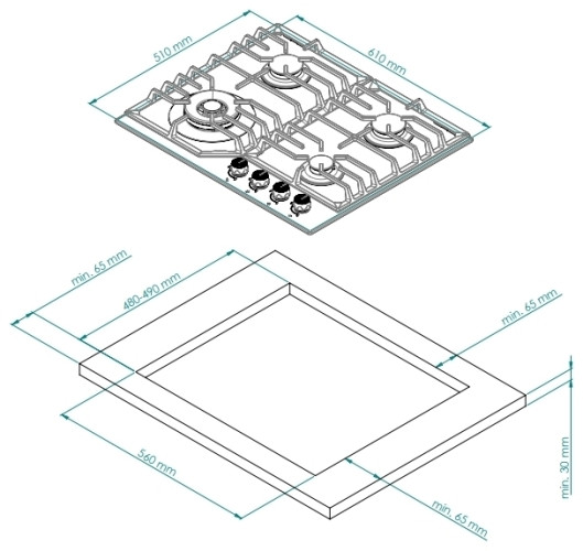 Газовая варочная панель Kuppersberg FG 603 C Bronze