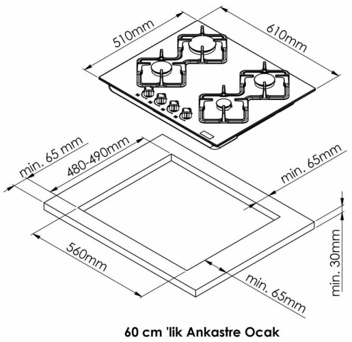 Газовая варочная панель Kuppersberg FG 62 GR