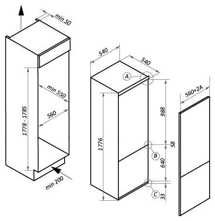 Встраиваемый холодильник MAUNFELD MBF177NFFW