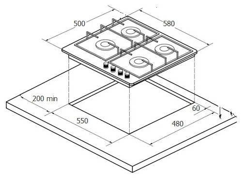Газовая варочная панель MONSHER MHGR 61 C