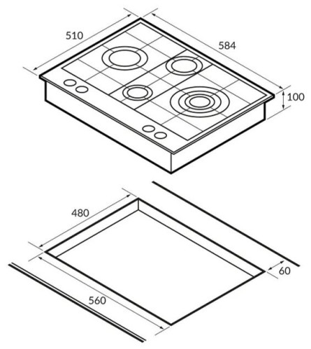 Газовая варочная панель Hiberg VS 6045 BR