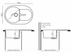 Кухонная мойка Polygran ATOL-760 №16 Черная