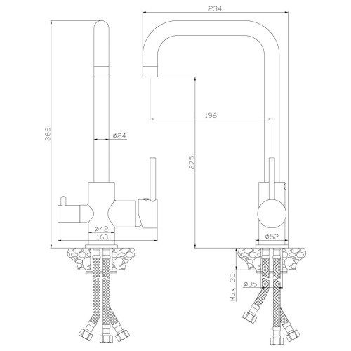 Смеситель для кухни Rossinka Z35-29