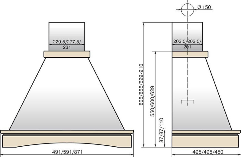 Кухонная вытяжка Elikor Вилла 90П-650-П3Г бежевый бук орех
