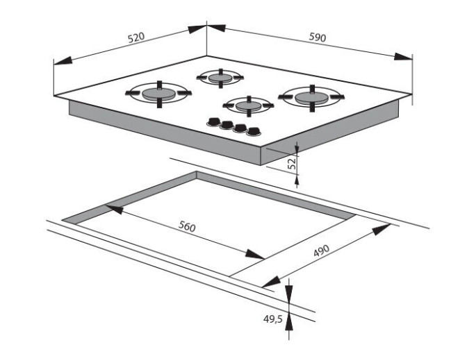 Газовая варочная панель Hansa BHGA 61059