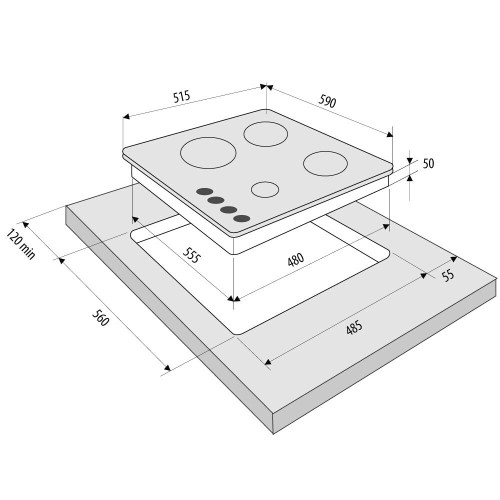 Газовая варочная панель Krona Corniola 60 WH