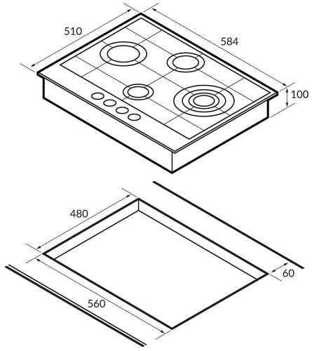 Газовая варочная панель Hiberg VM 6145 RB