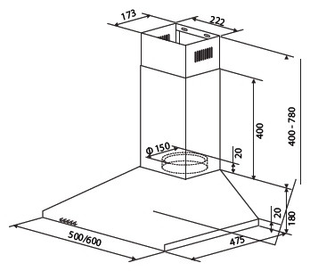 Кухонная вытяжка HOMSair DELTA 50 белый